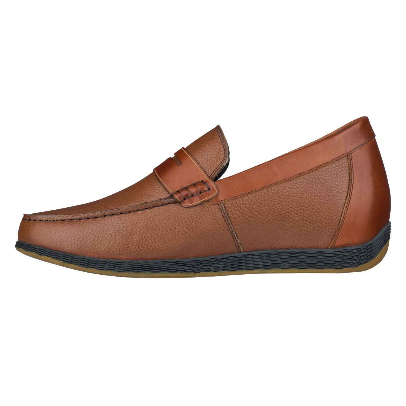 CALTO Lightweight Brown Penny Loafers - 2.4 Inches - S1092 Tallmenshoes.com