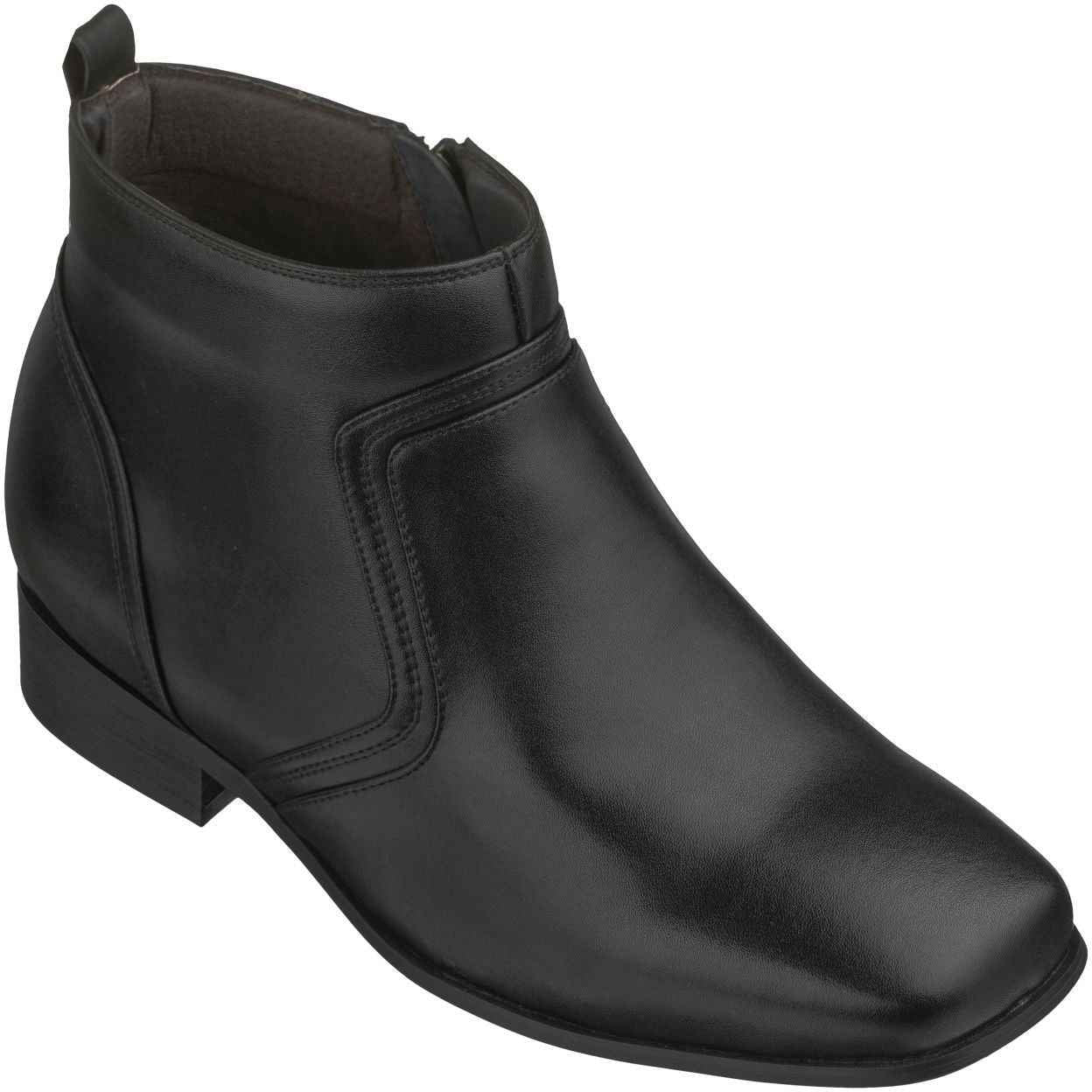 CALTO - G99809 - 3.2 Inches Taller (Black) - Zipper Boots Tallmenshoes.com
