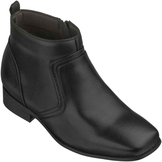 CALTO - G99809 - 3.2 Inches Taller (Black) - Zipper Boots Tallmenshoes.com