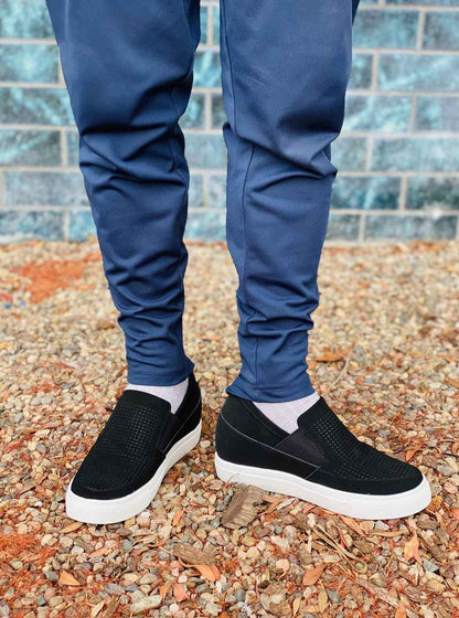 CALTO G63890 3-Inch Taller Lightweight Slip-On Black Sneakers Tallmenshoes.com