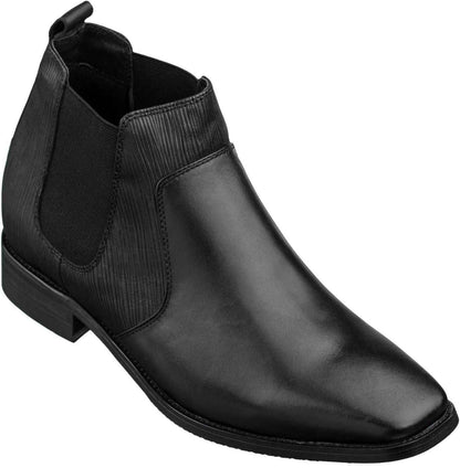 CALTO Black Leather Chelsea Boots - 3 Inches - T54021 Tallmenshoes.com