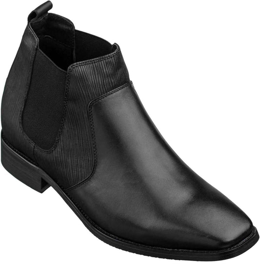 CALTO Black Leather Chelsea Boots - 3 Inches - T54021 Tallmenshoes.com