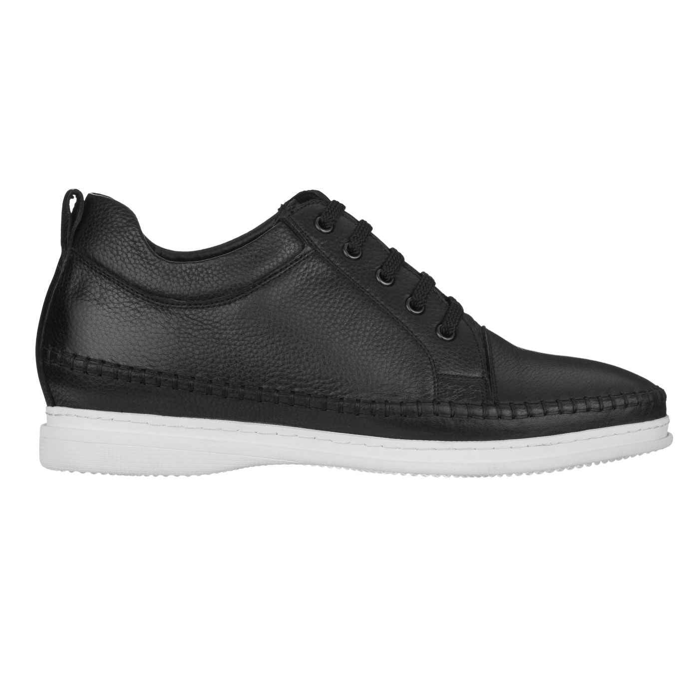 CALTO 3 Inch Casual Leather Elevator Sneakers - Black - S4311 Tallmenshoes.com