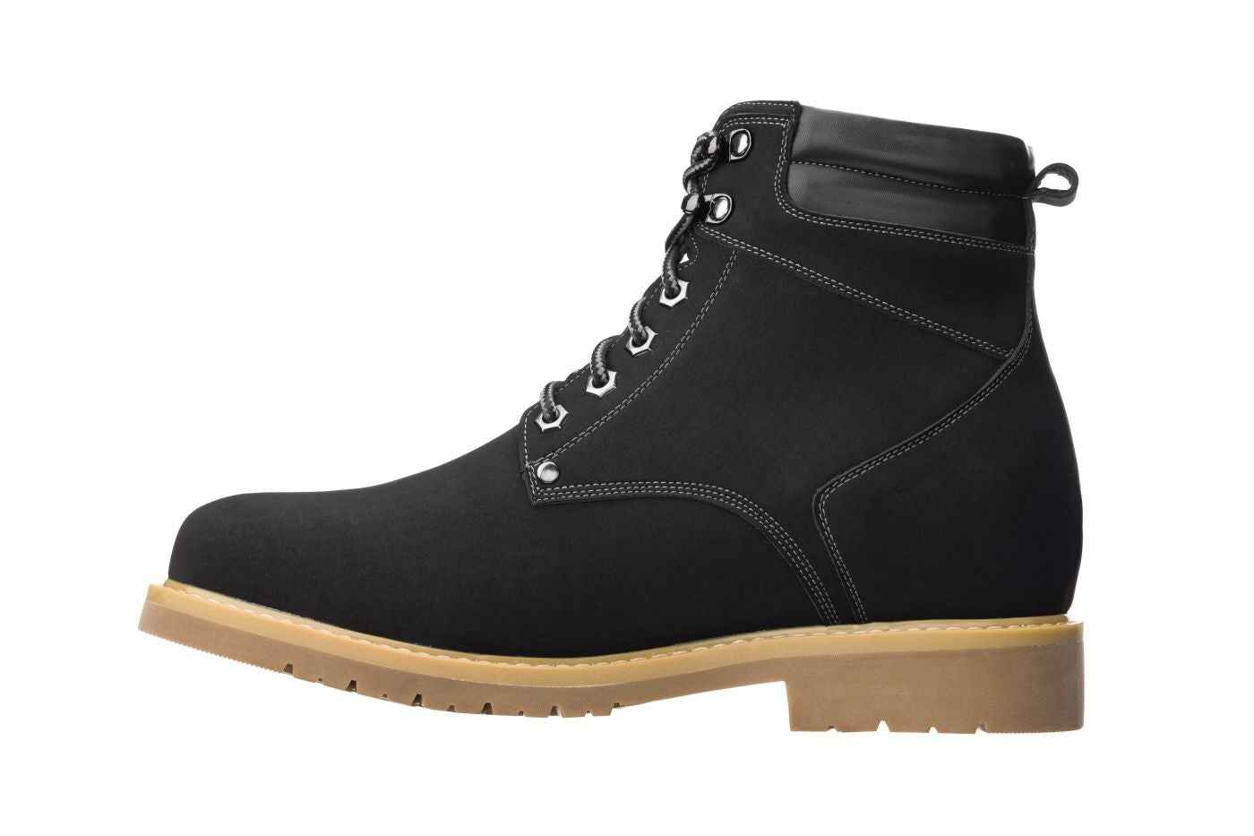 CALTO - K8820 - 3.2 Inches Taller (Nubuck Black) - Work Style Boot Tallmenshoes.com