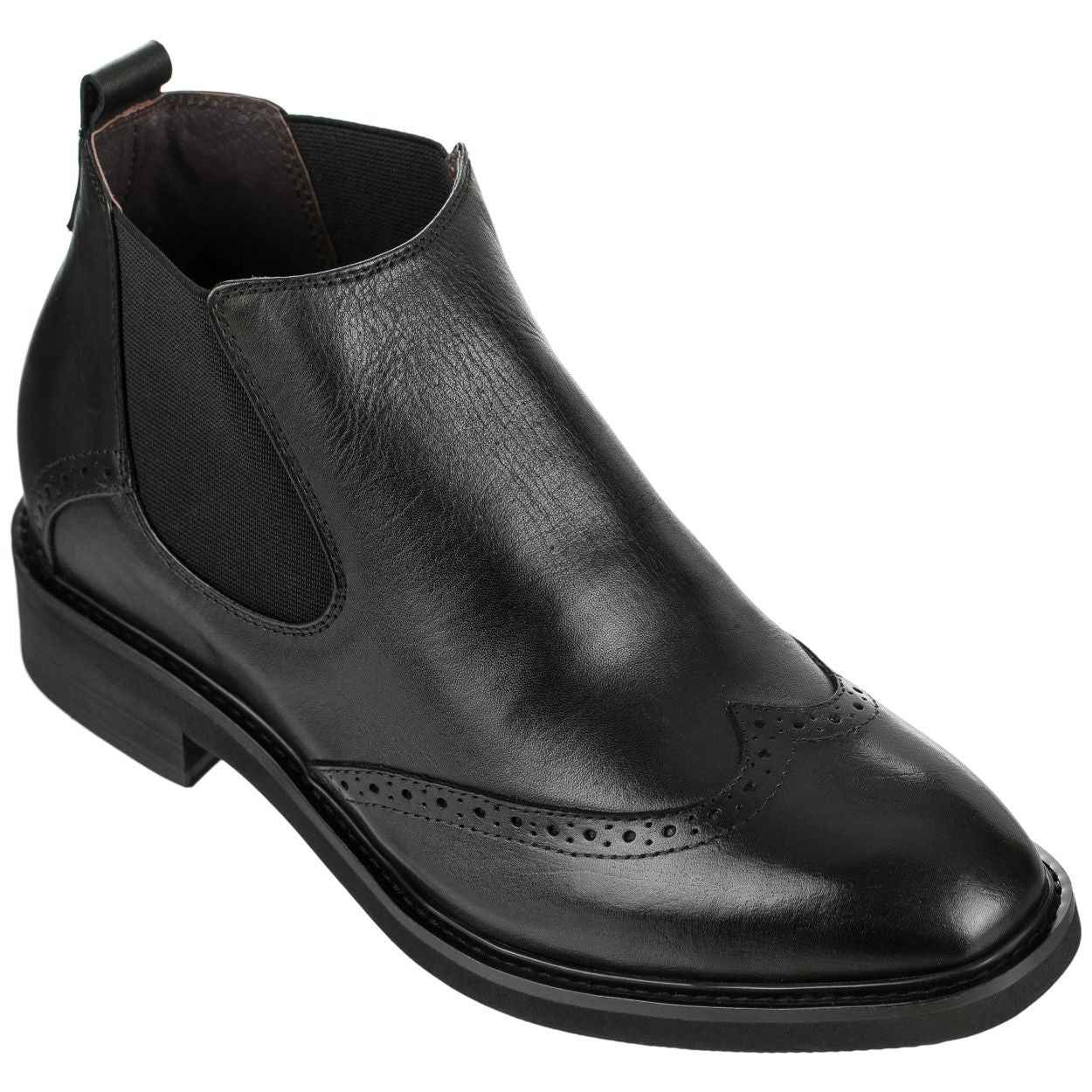 Leather Wing-Tip Ankle Boots - Three Inches - K28802 Tallmenshoes.com