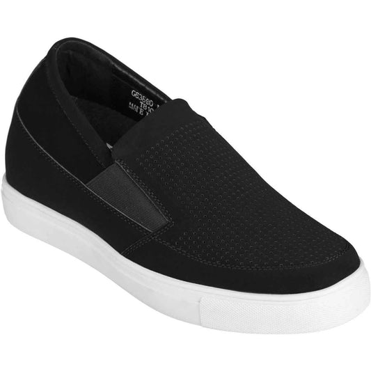CALTO G63890 3-Inch Taller Lightweight Slip-On Black Sneakers Tallmenshoes.com