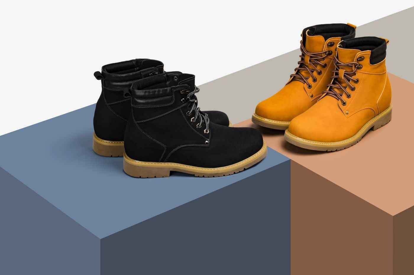 CALTO - K8821 - 3.2 Inches Taller (Nubuck Camel) - Work Style Boot Tallmenshoes.com