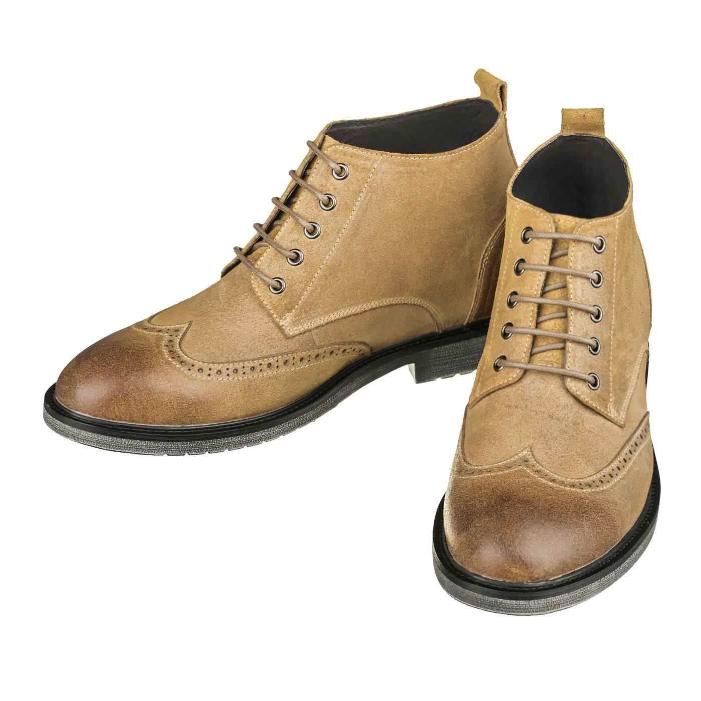 CALTO - S3652 - 3.0 Inches Taller (Light Brown) - Lightweight Tallmenshoes.com