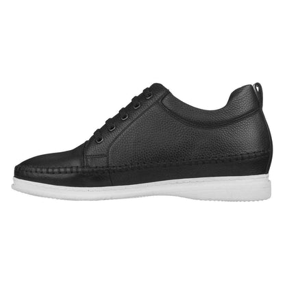 CALTO 3 Inch Casual Leather Elevator Sneakers - Black - S4311 Tallmenshoes.com