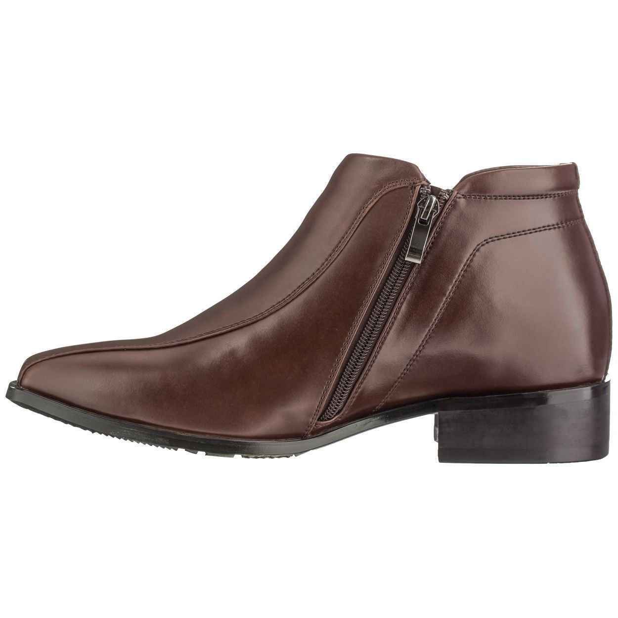 CALDEN Brown Leather Zipper Boots - 3.2 Inches - K99805-1 Tallmenshoes.com