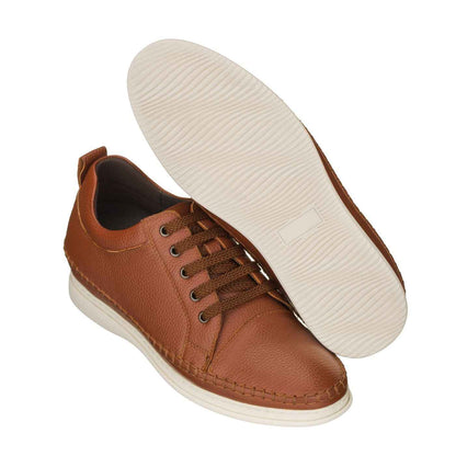 CALTO Casual 3 Inch Leather Elevator Sneakers - Brown - S4313 Tallmenshoes.com