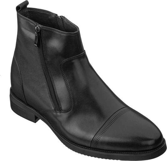 CALTO - S28001 - 3.2 Inches Taller (Black) - Lightweight - Zipper Boots Tallmenshoes.com