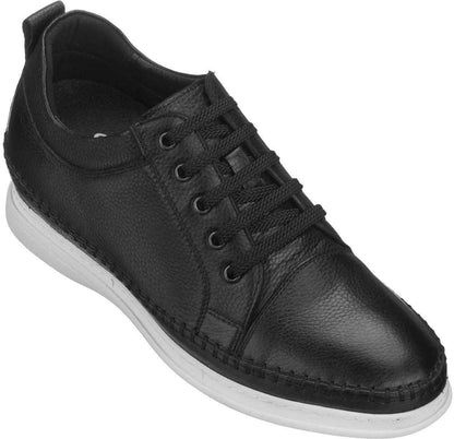 CALTO 3 Inch Casual Leather Elevator Sneakers - Black - S4311 Tallmenshoes.com