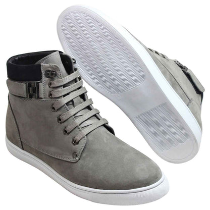 CALTO - T53120 - 2.6 Inches Taller (Nubuck Grey) - High top sneak-boot Tallmenshoes.com