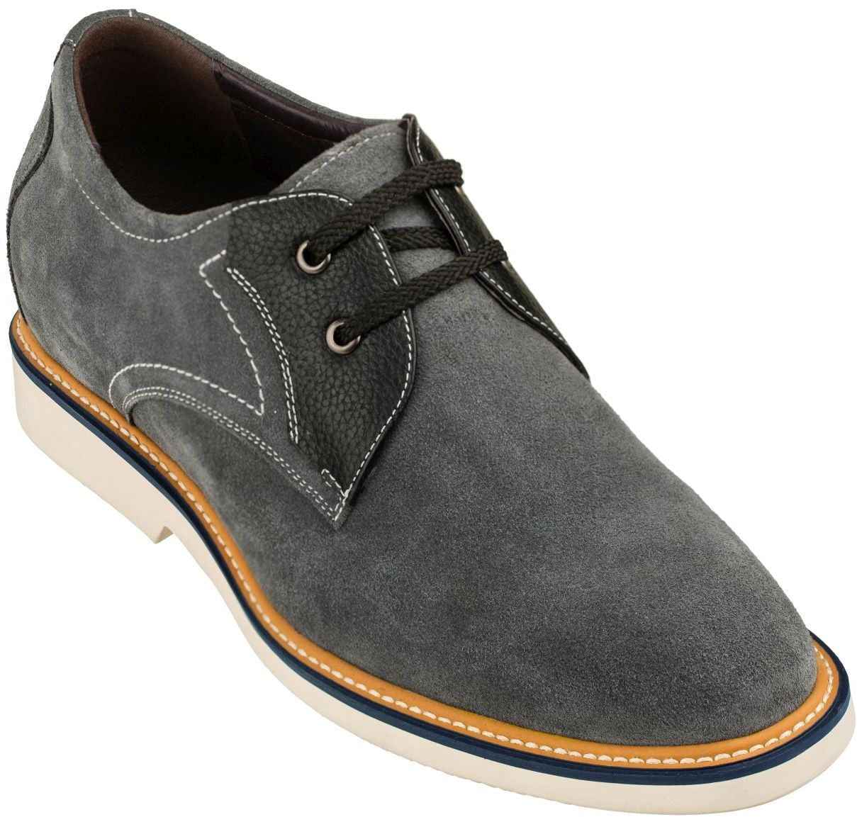 CALTO Business Casual Grey Leather Shoes 2.8 Inch  - Y42023 Tallmenshoes.com