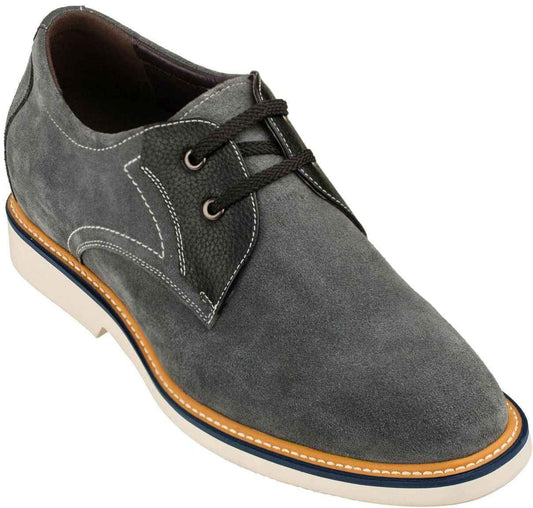 CALTO Business Casual Grey Leather Shoes 2.8 Inch  - Y42023 Tallmenshoes.com