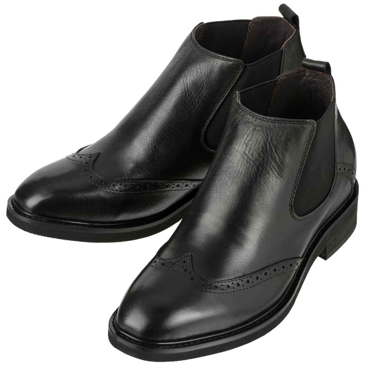Leather Wing-Tip Ankle Boots - Three Inches - K28802 Tallmenshoes.com
