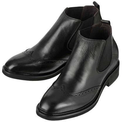 Leather Wing-Tip Ankle Boots - Three Inches - K28802 Tallmenshoes.com