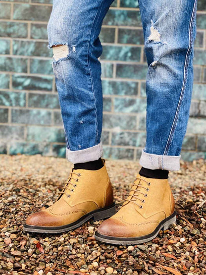 CALTO - S3652 - 3.0 Inches Taller (Light Brown) - Lightweight Tallmenshoes.com