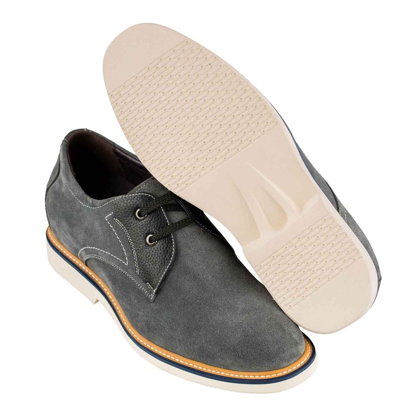CALTO Business Casual Grey Leather Shoes 2.8 Inch  - Y42023 Tallmenshoes.com