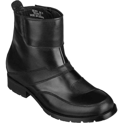 Black CALTO Elevator Motorcycle Boots - 3.3 Inches - G6251 Tallmenshoes.com