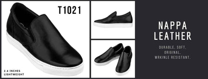 CALTO - T1021 - 2.4 Inches Taller (Black) Nappa Leather - Lightweight Tallmenshoes.com