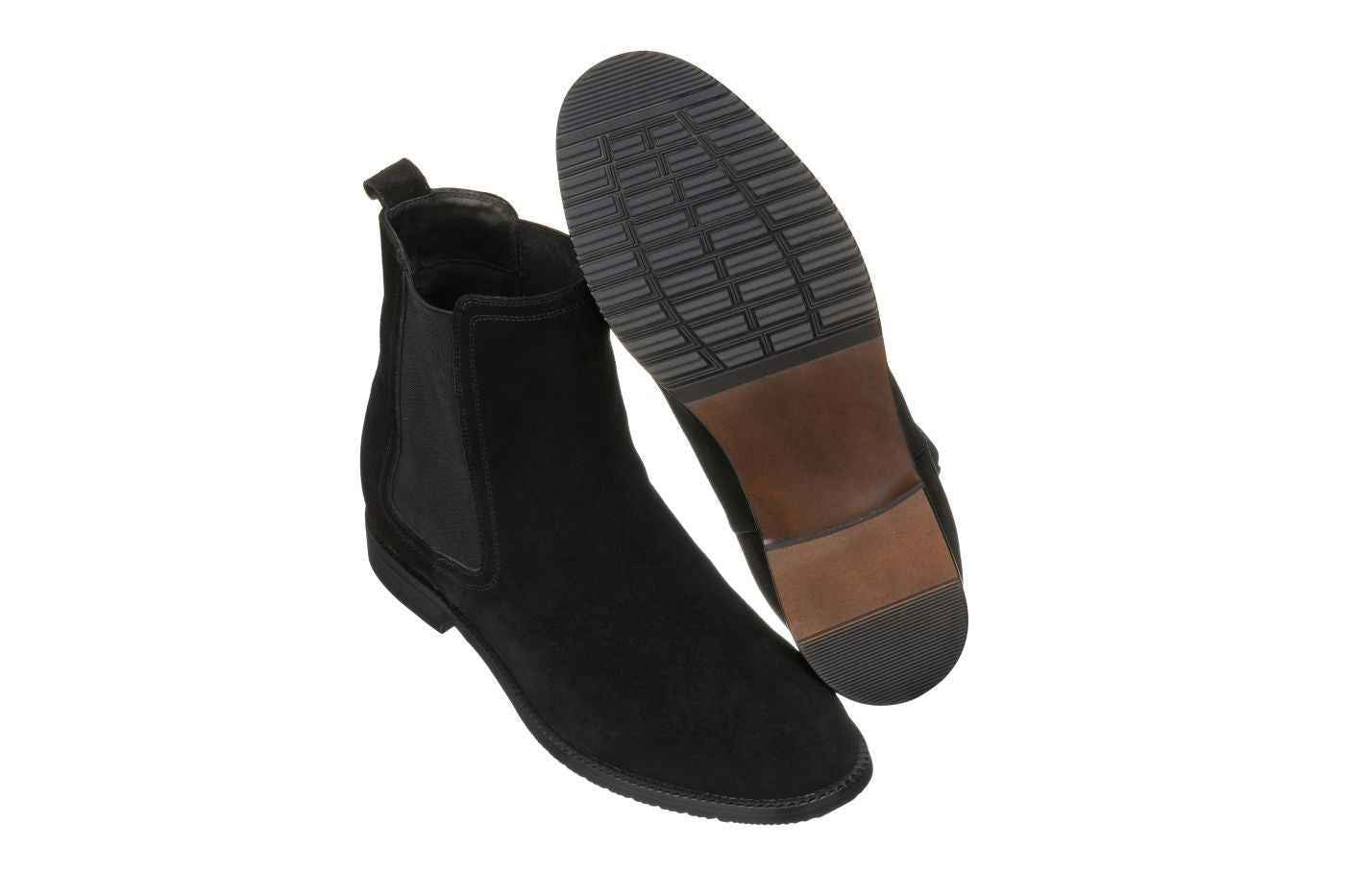 CALTO - K33090 - 2.9 Inches Taller (Black) - Suede Chelsea Boot Tallmenshoes.com