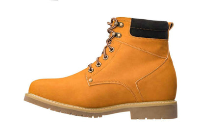 CALTO - K8821 - 3.2 Inches Taller (Nubuck Camel) - Work Style Boot Tallmenshoes.com