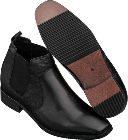 CALTO Black Leather Chelsea Boots - 3 Inches - T54021 Tallmenshoes.com