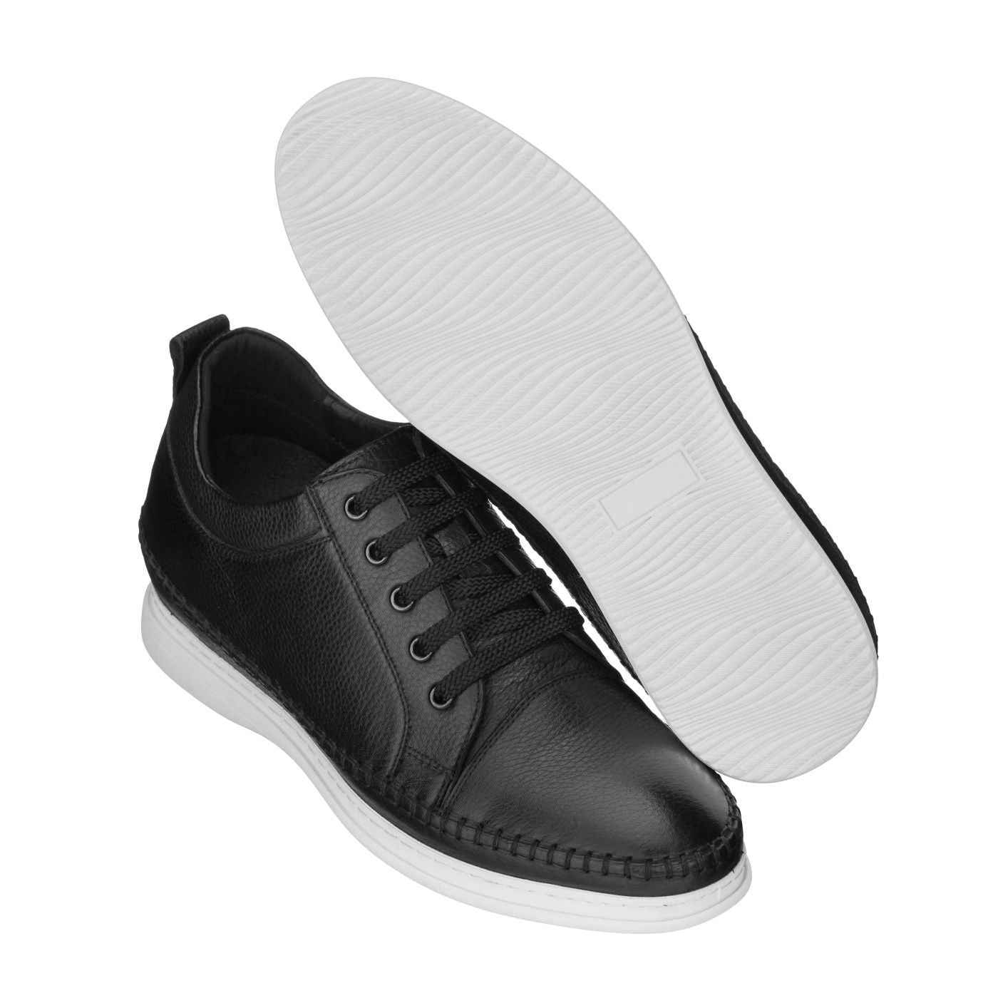 CALTO 3 Inch Casual Leather Elevator Sneakers - Black - S4311 Tallmenshoes.com