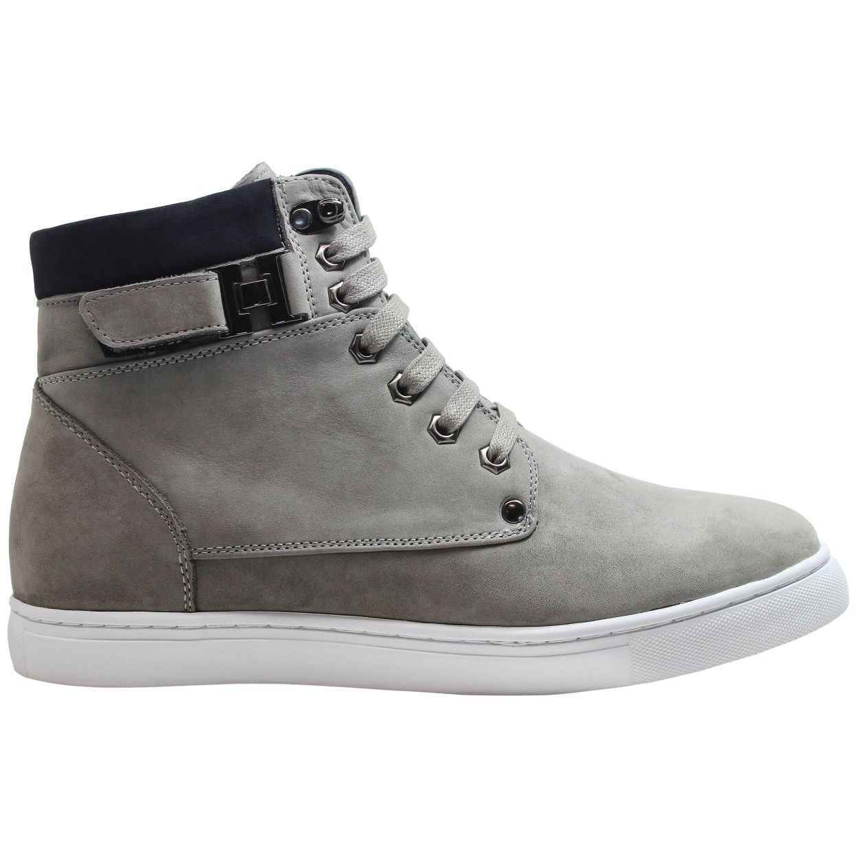 CALTO - T53120 - 2.6 Inches Taller (Nubuck Grey) - High top sneak-boot Tallmenshoes.com