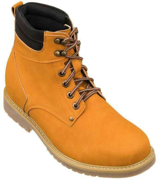 CALTO - K8821 - 3.2 Inches Taller (Nubuck Camel) - Work Style Boot Tallmenshoes.com