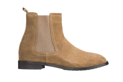 CALTO - K33091 - 2.9 Inches Taller (Khaki Brown) - Suede Chelsea Boot Tallmenshoes.com