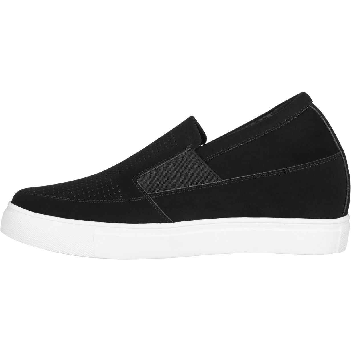CALTO G63890 3-Inch Taller Lightweight Slip-On Black Sneakers Tallmenshoes.com