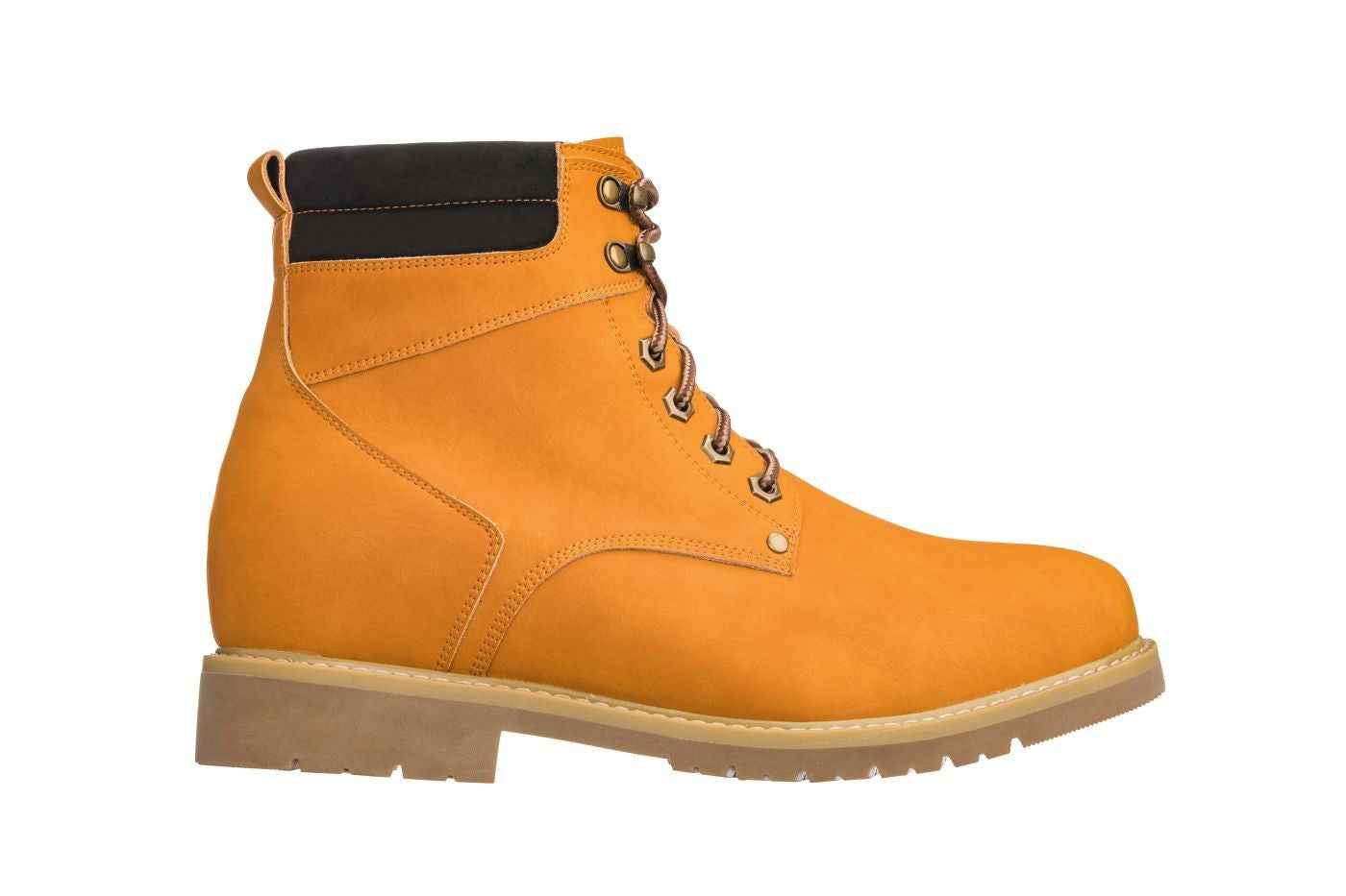 CALTO - K8821 - 3.2 Inches Taller (Nubuck Camel) - Work Style Boot Tallmenshoes.com