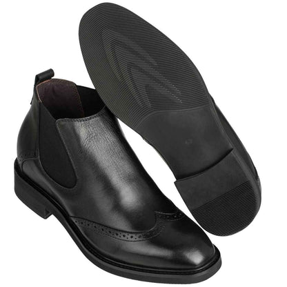 Leather Wing-Tip Ankle Boots - Three Inches - K28802 Tallmenshoes.com