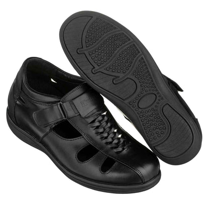 TOTO Black Braided Leather Sandals - Three Inches - G1307 Tallmenshoes.com