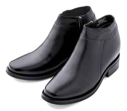 Black CALDEN Leather Zipper Dress Boots - 3.2 Inches - K50658 Tallmenshoes.com