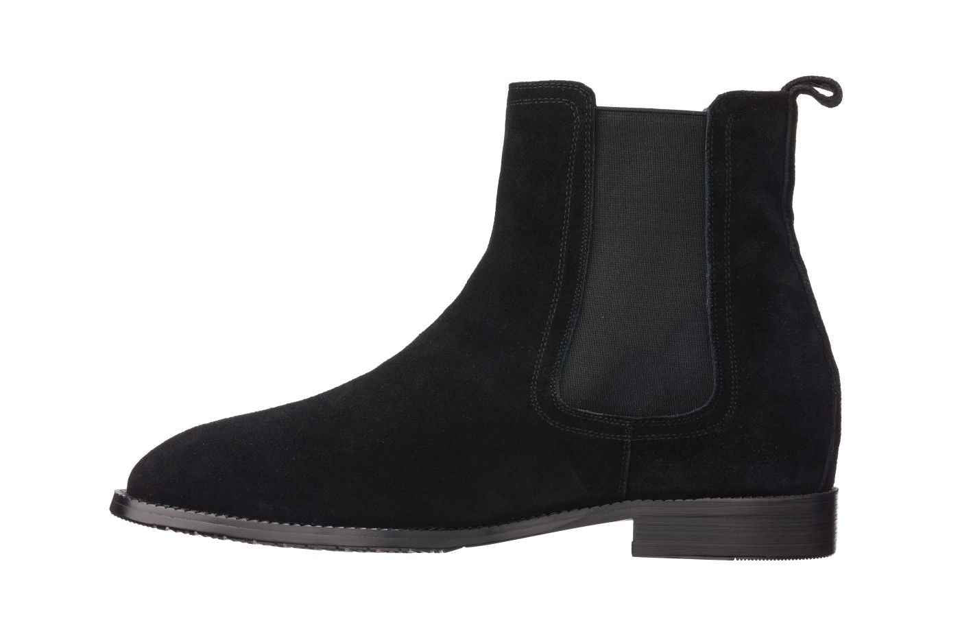 CALTO - K33090 - 2.9 Inches Taller (Black) - Suede Chelsea Boot Tallmenshoes.com