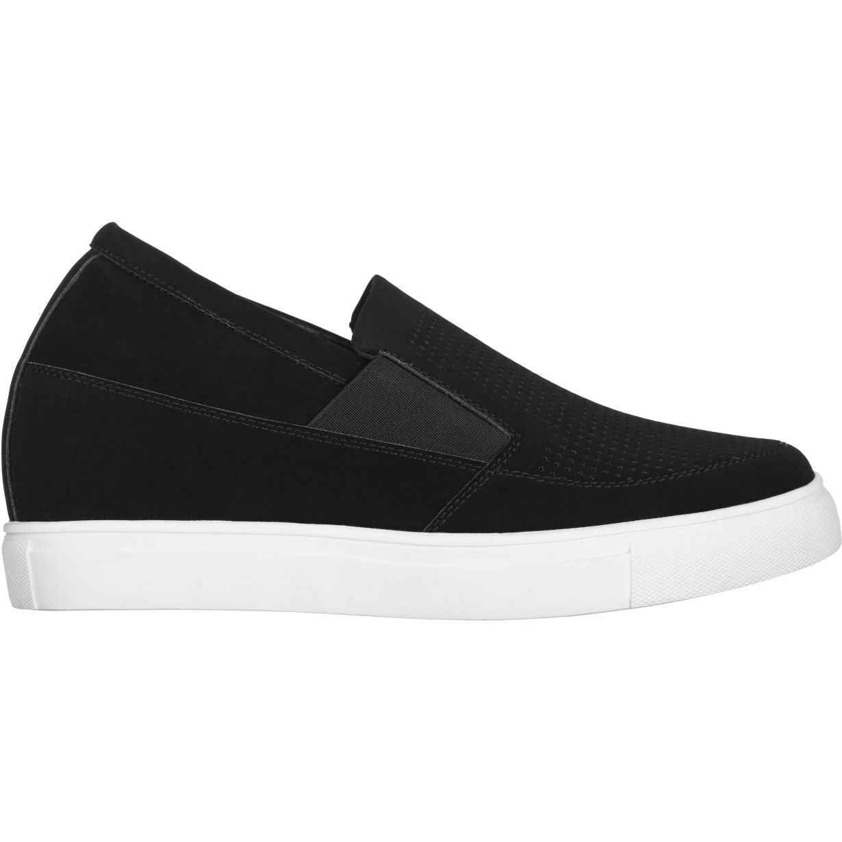 CALTO G63890 3-Inch Taller Lightweight Slip-On Black Sneakers Tallmenshoes.com