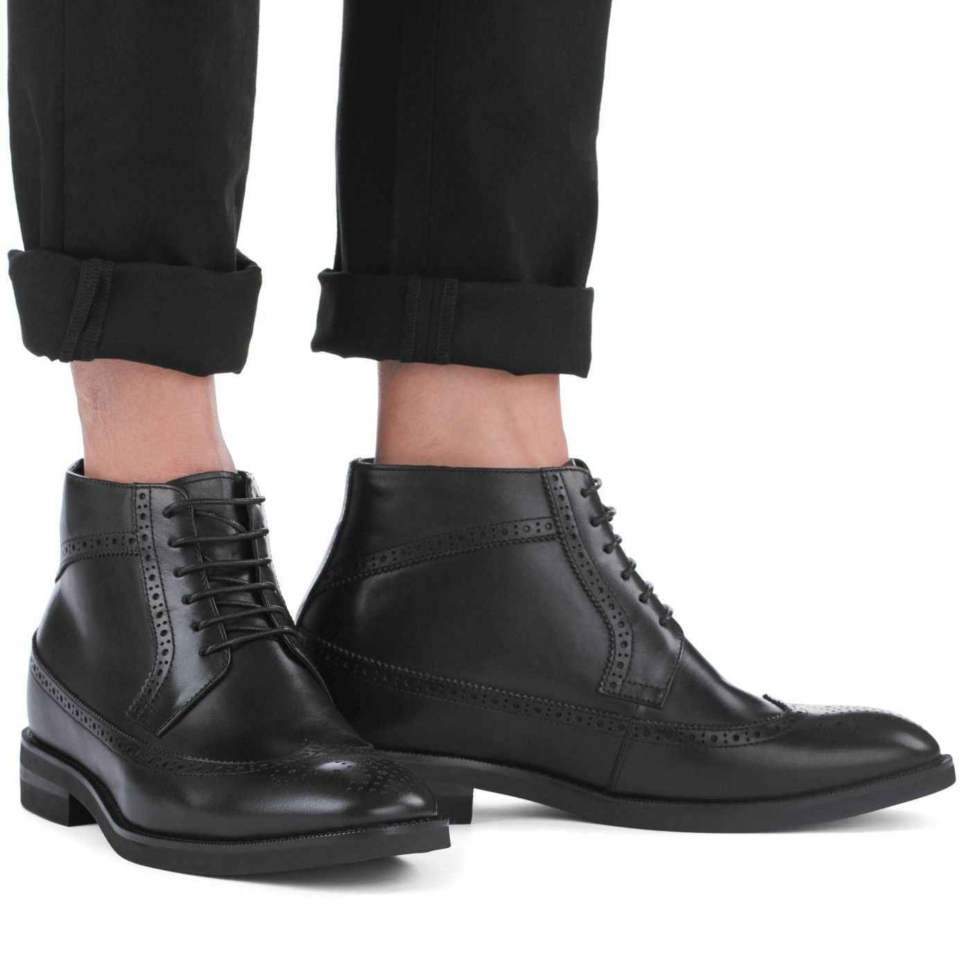 CALTO - S27001 - 3.2 Inches Taller (Black) - Lightweight Tallmenshoes.com
