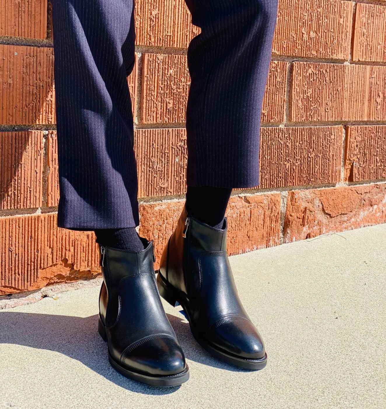 CALTO - S28001 - 3.2 Inches Taller (Black) - Lightweight - Zipper Boots Tallmenshoes.com