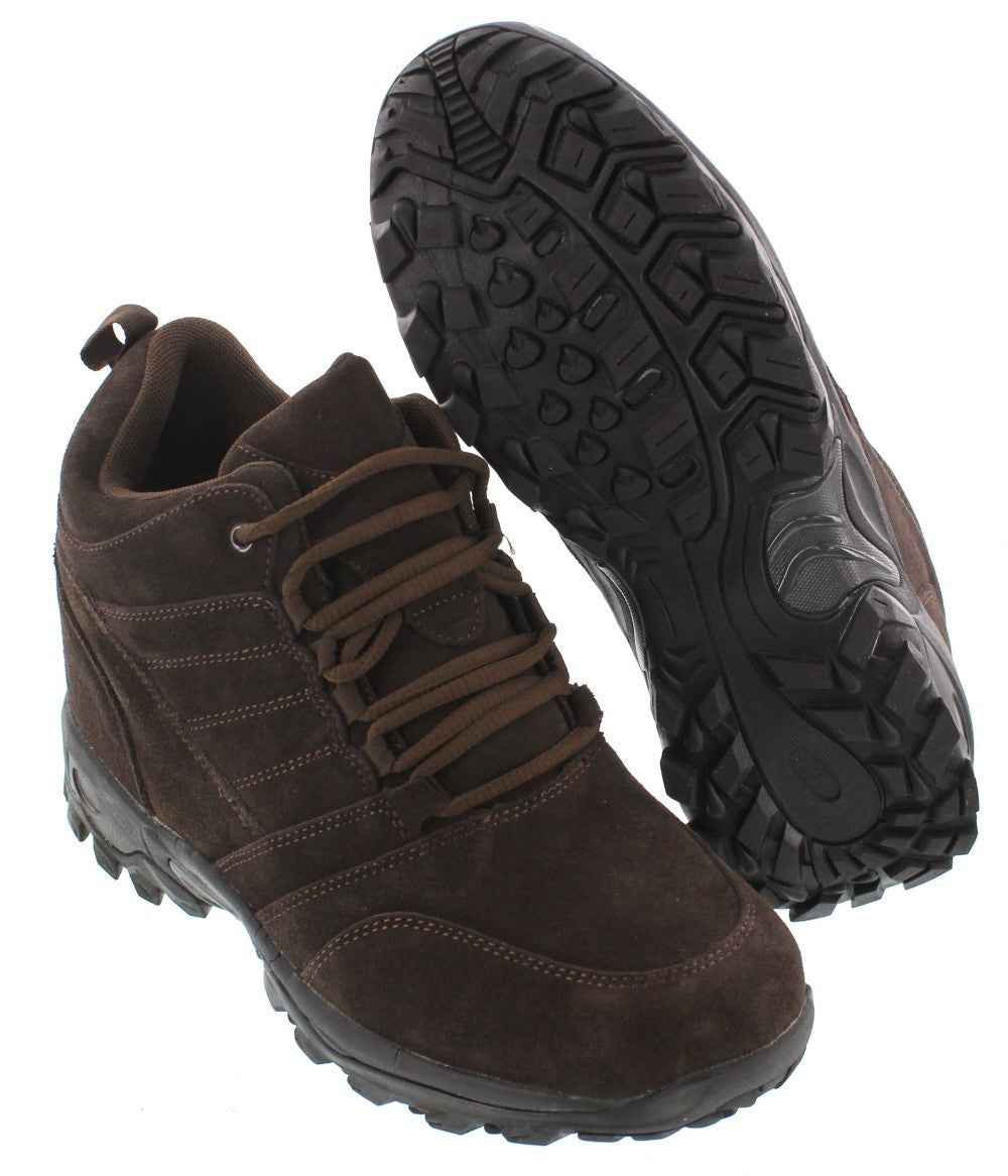 CALTO - H0031 - 4 Inches Taller (Dark Brown) - Hiking Style Boots Tallmenshoes.com