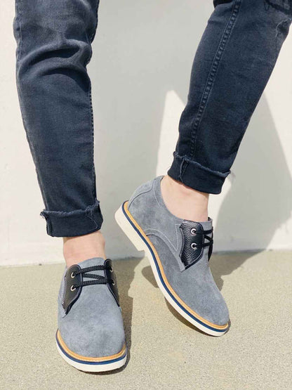 CALTO Business Casual Grey Leather Shoes 2.8 Inch  - Y42023 Tallmenshoes.com