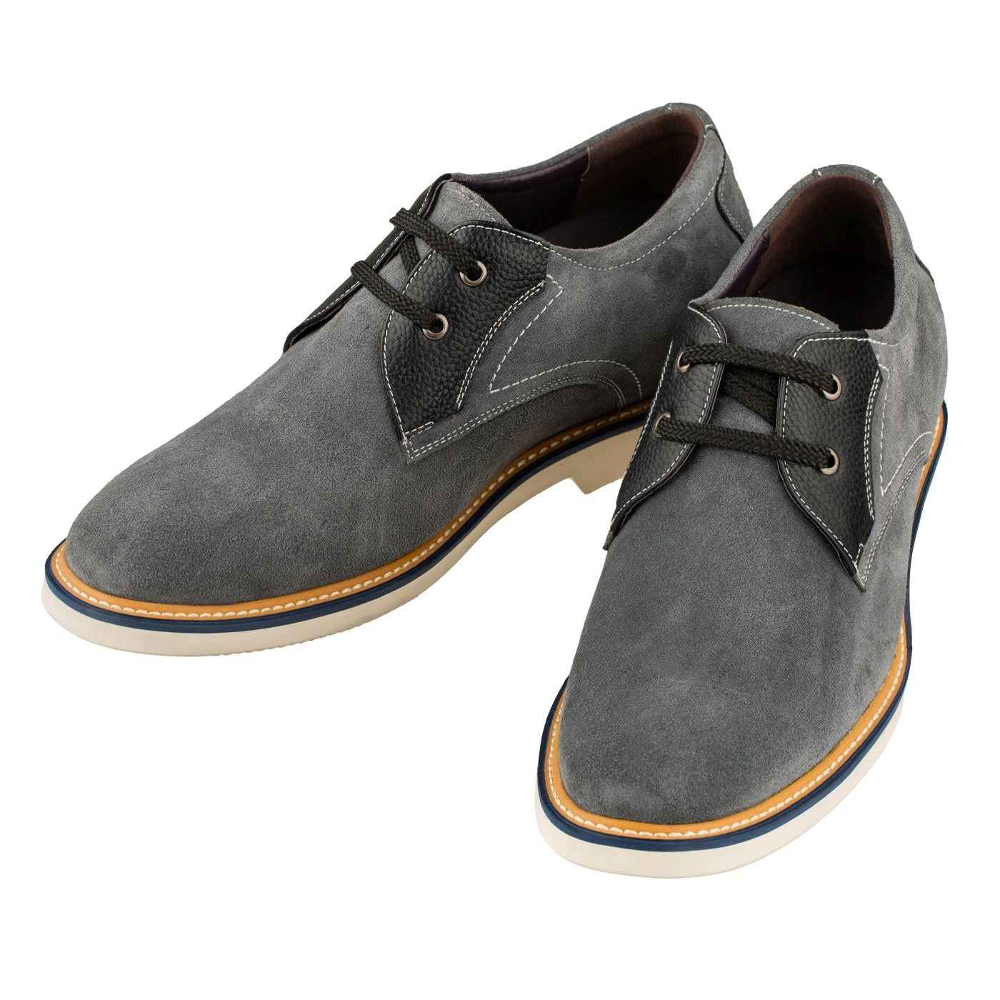 CALTO Business Casual Grey Leather Shoes 2.8 Inch  - Y42023 Tallmenshoes.com