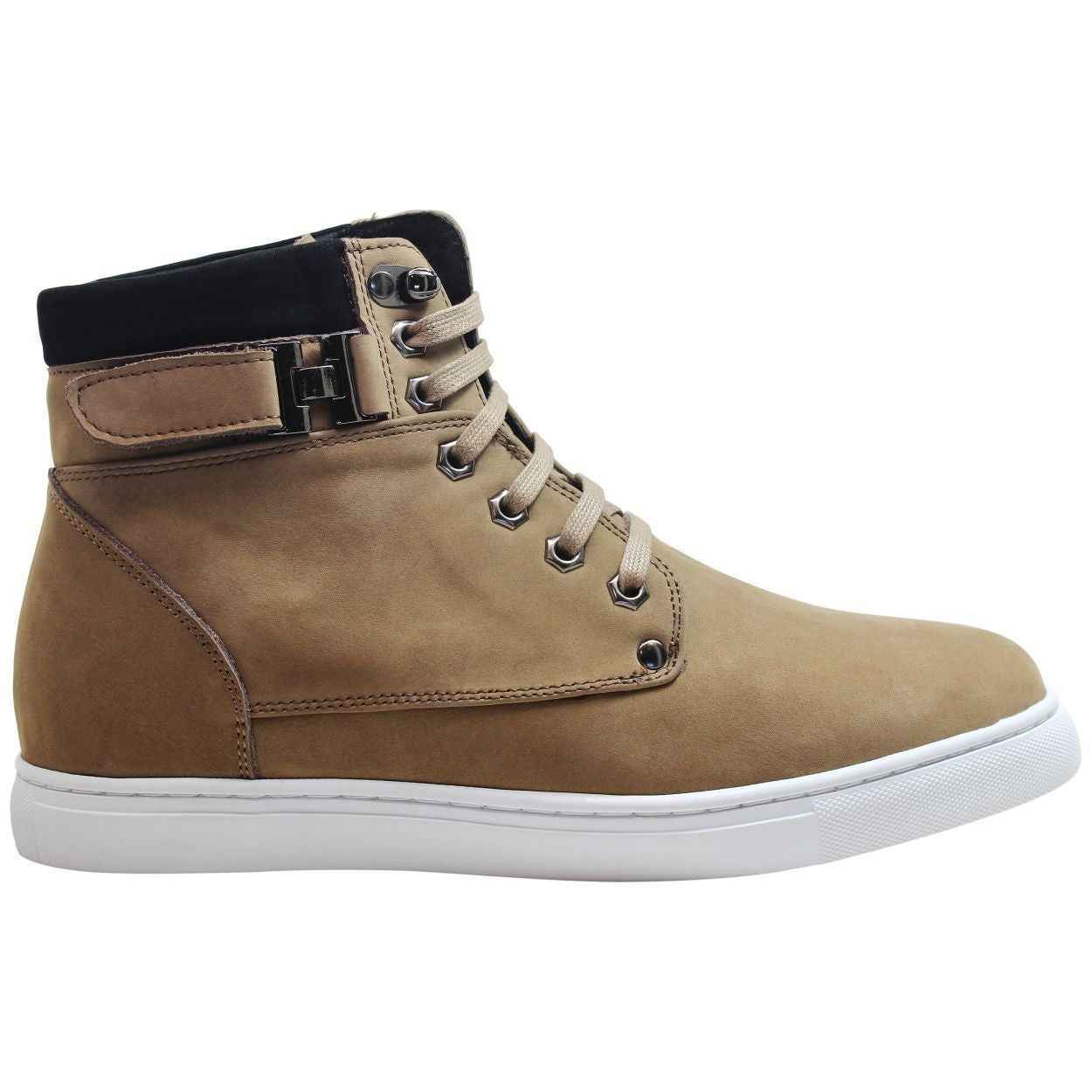 CALTO - T53121 - 2.6 Inches Taller (Nubuck Tan) - High top sneak-boot Tallmenshoes.com