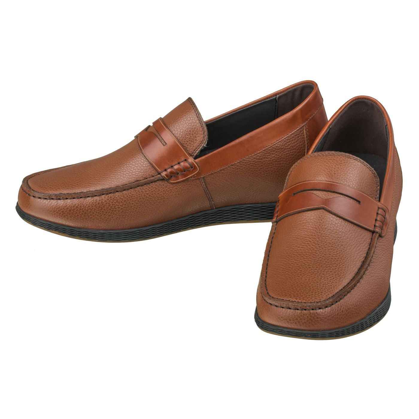 CALTO Lightweight Brown Penny Loafers - 2.4 Inches - S1092 Tallmenshoes.com