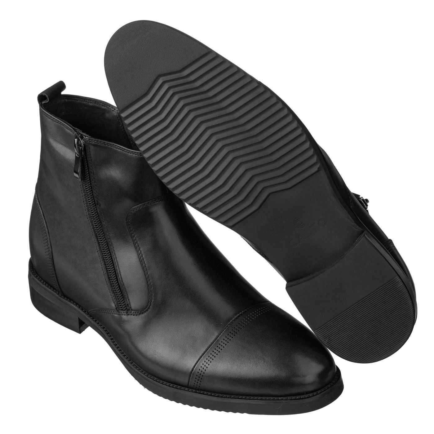 CALTO - S28001 - 3.2 Inches Taller (Black) - Lightweight - Zipper Boots Tallmenshoes.com