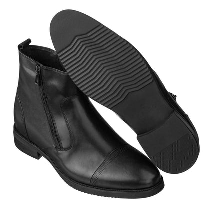CALTO - S28001 - 3.2 Inches Taller (Black) - Lightweight - Zipper Boots Tallmenshoes.com