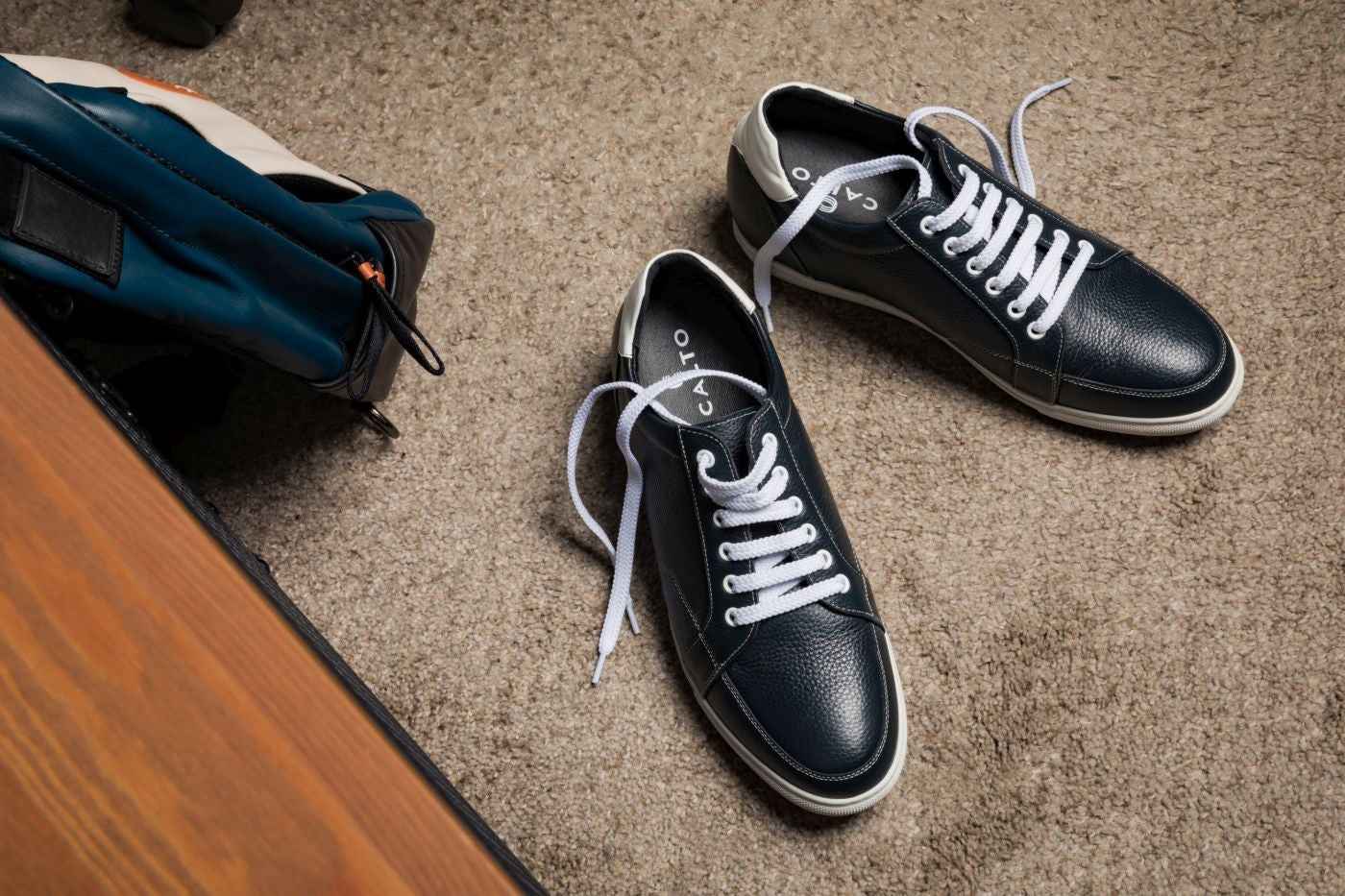 CALTO - K0082 - 2.5 Inches Taller (Dark Blue/White) Tallmenshoes.com